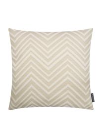 Outdoor kussenhoes Lobos met zigzag patroon, 100% polyacryl, Beige, crèmewit, B 50 x L 50 cm