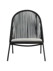 Sessel Shann mit Kunstgeflecht, Sitzfläche: Polyethylen-Geflecht, Gestell: Metall, pulverbeschichtet, Schwarz, Hellgrau, B 63 x T 73 cm