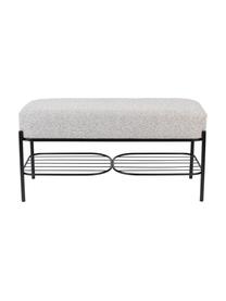 Bouclé čalouněná lavice s policí Milou, Světle šedá, Š 90 cm, V 45 cm