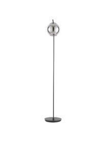 Lampada moderna da terra con paralume in vetro Amos, Paralume: vetro, Base della lampada: metallo verniciato a polv, Nero, trasparente, Ø 20 x Alt. 150 cm