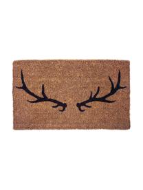 Ručně tkaná rohož Antlers, Kokosové vlákno, Béžová, černá, Š 45 cm, D 75 cm