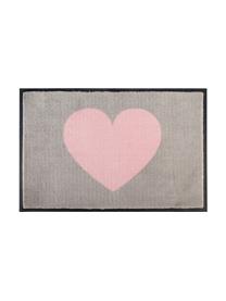 Paillasson Heart, Gris, rose, larg. 50 x long. 75 cm