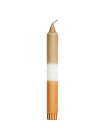 Velas cónicas Tone, 2 uds., Parafina, Blanco, naranja, dorado, Ø 2 x Al 19 cm