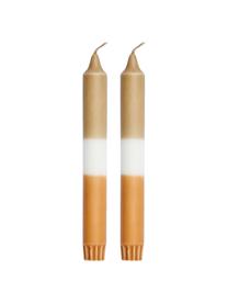 Velas cónicas Tone, 2 uds., Parafina, Blanco, naranja, dorado, Ø 2 x Al 19 cm