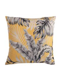 Coussin 45x45 extérieur Leaves, Jaune, gris, blanc, 45 x 45 cm