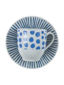 Espressotassen Marea mit bunten Designs, 12er-Set, Porzellan, Blau, Weiß, Gelb, Ø 6 x H 6 cm