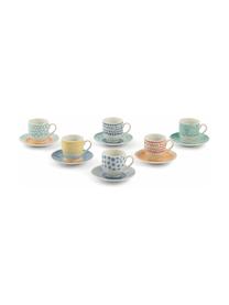 Espressotassen Marea mit bunten Designs, 12er-Set, Porzellan, Blau, Weiß, Gelb, Ø 6 x H 6 cm