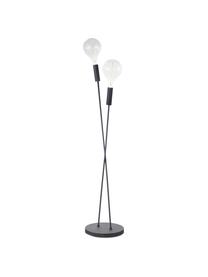 Kleine vloerlamp Twint in zwart, Lamp: gepoedercoat metaal, Zwart, Ø 25 x H 137 cm