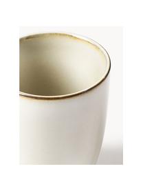 Handgemachte Becher Thalia, 2 Stück, Steingut, Off-White mit dunklem Rand, Ø 9 x H 11 cm