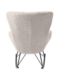 Poltrona in teddy grigio con gambe in metallo Wing, Rivestimento: poliestere (tessuto teddy, Struttura: metallo zincato, Teddy grigio, nero, Larg. 77 x Alt. 109 cm