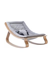 Hamaca bebé Levo, Patas: madera de abedul, madera , Funda: algodón, Beige, gris, An 70 x Al 40 cm