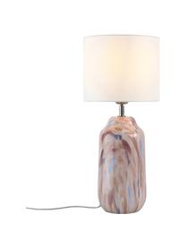 Lampada da tavolo in vetro soffiato Donia, Paralume: tessuto di cotone, Bianco, tonalità rosa, Ø 22 x Alt. 50 cm