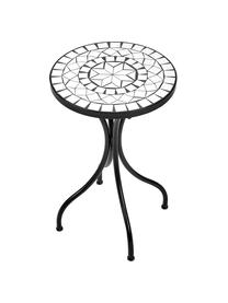 Garten-Beistelltisch Palazzo mit Mosaik, Tischplatte: Keramik-Mosaiksteine, Beine: Metall, pulverbeschichtet, Weiß, Schwarz, Ø 35 x H 54 cm