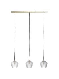 Lampada a sospensione in vetro Orbiform, Paralume: vetro, Baldacchino: metallo rivestito, Ottonato, grigio trasparente, Larg. 71 x Alt. 15 cm