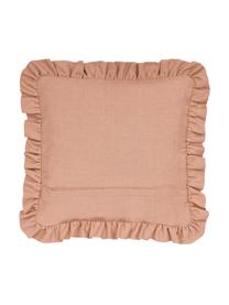 Poszewka na poduszkę z falbanką Camille, 60% poliester, 25% bawełna, 15% len, Brzoskwiniowy, S 45 x D 45 cm