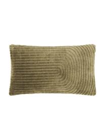 Federa arredo in velluto con motivo Carraway, Retro: 100% cotone, Verde, Larg. 30 x Lung. 50 cm