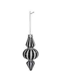 Adorno navideño con forma orgánica Stripe, Vidrio, Negro, blanco, Ø 7 x Al 15 cm