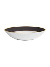 Assiette creuse porcelaine avec bord doré Ginger, 6 pièces, Porcelaine, Noir, blanc, couleur dorée, Ø 23 x haut. 5 cm