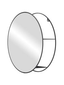 Okrągłe lustro ścienne z półkami Cirko, Czarny, Ø 51 cm