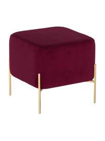 Pouf in velluto Harper, Rivestimento: velluto, Gambe: metallo verniciato a polv, Rosso scuro, oro, Larg. 46 x Alt. 44 cm