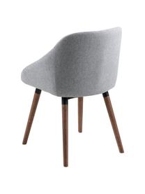 Sedia con braccioli in tessuto grigio Nils, 2 pz, Rivestimento: 100% poliestere Il rivest, Gambe: legno di albero della gom, Grigio chiaro, Larg. 52 x Prof. 56 cm