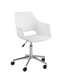 Krzesło biurowe Ramona, obrotowe, Tapicerka: sztuczna skóra (poliureta, Nogi: metal chromowany, Biały, S 57 x G 53 cm
