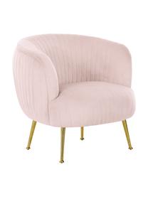 Fauteuil cocktail en velours rose pastel Cara, Velours rose pastel