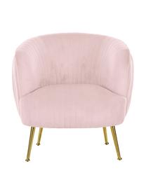 Fluwelen fauteuil Cara in roze, Bekleding: fluweel (polyester), Frame: massief berkenhout, spaan, Poten: gecoat metaal, Fluweel lichtroze, 81 x 78 cm