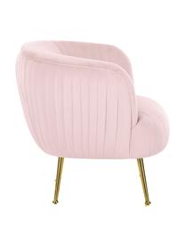 Sillón de terciopelo Cara, Tapizado: terciopelo (poliéster) 50, Estructura: madera maciza de abedul, , Patas: metal, recubierto, Terciopelo rosa claro, An 76 x F 75 cm