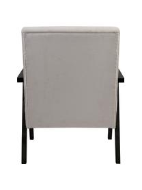 Sedia in velluto con braccioli Victoria, Rivestimento: velluto (100% poliestere), Struttura: legno, Velluto beige, legno nero verniciato, Larg. 60 x Prof. 69 cm