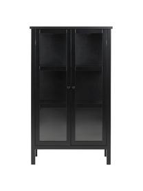 Vetrina con struttura in legno nero Eton, Fibra di media densità (MDF), vetro, Nero, Larg. 80 x Alt. 137 cm