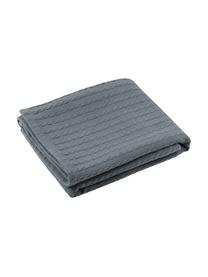 Kleines Plaid Pietro in Grau mit Zopfmuster, 100% Baumwolle, Grau, 125 x 150 cm