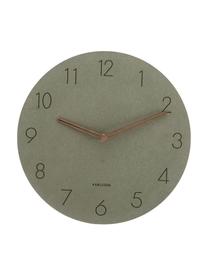 Reloj de pared de madera Dura, Tablero de fibras de densidad media (MDF), Verde, latón, Ø 29 x F 3 cm