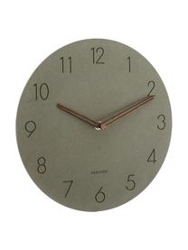 Reloj de pared de madera Dura, Tablero de fibras de densidad media (MDF), Verde, latón, Ø 29 x F 3 cm