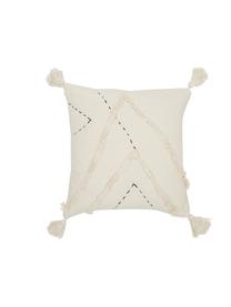 Housse de coussin 45x45 bohème Lienzo, Blanc cassé