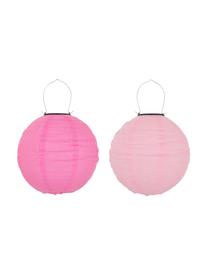 Hangende lantaarns Chinese voor buiten met solar lamp, 2-delig, Kunststof, Roze, Ø 25 x H 25 cm