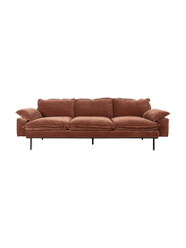 Samt-Sofa Magnolia (4-Sitzer) in Rot mit Metall-Füssen, Bezug: Samt (100% Polyester), Samt Rot, B 245 x T 94 cm