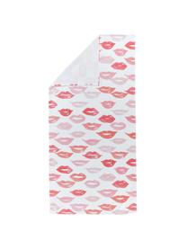 Licht strandlaken Pout met kusmotief, 55% polyester, 45% katoen zeer lichte kwaliteit, 340 g/m², Wit, rood, roze, 70 x 150 cm