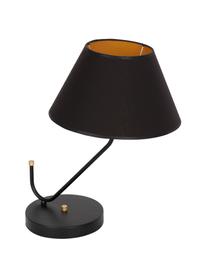 Lampada da tavolo di design Victoria, Paralume: miscela di cotone, Base della lampada: metallo rivestito, Decorazione: metallo rivestito, Nero, dorato, Larg. 45 x Alt. 50 cm