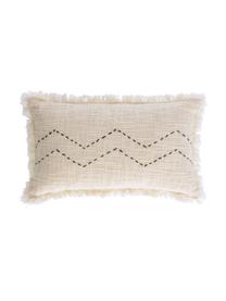 Boho Kissenhülle Seila mit Strukturoberfläche und Fransen, 100% Baumwolle, Beige, 30 x 50 cm