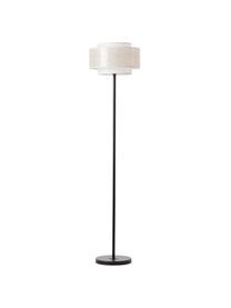 Lampadaire avec abat-jour en lin et papier Odar, Noir, beige, Ø 36 x haut. 152 cm