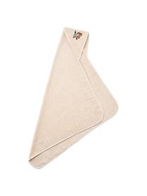 Serviette de bain en coton bio pour bébé Batu, 100 % coton bio, certifié GOTS, Blanc crème, motif pêche, larg. 70 x long. 70 cm