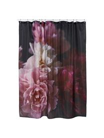 Tenda da doccia con motivo floreale Rosemarie, 100% poliestere
Idrorepellente non impermeabile, Nero, tonalità rosa, Larg. 180 x Lung. 200 cm