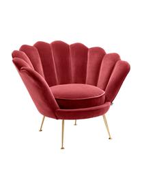 Fauteuil lounge en velours rouge Trapezium, Rouge foncé