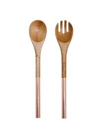 Set 2 posate da insalata in legno di acacia Oasis, Posate: legno di acacia, Rame, legno, Lung. 34 cm