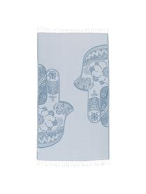 Ręcznik plażowy Hamsa, Jasny niebieski, biały, S 90 x D 180 cm