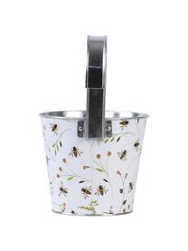 Kleine plantenpot met haken Bee, Gecoat metaal, Wit, B 16 cm x H 26 cm