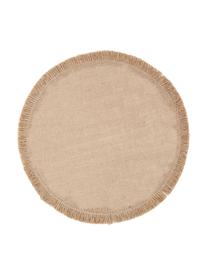 Ronde placemats Solor, 4 stuks, Jute, Beige, Ø 38 cm