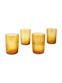 Vasos con relive Kusintha, 4 uds., Vidrio, Amarillo transparente, Ø 7 x Al 10 cm