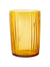 Bicchiere acqua giallo con rilievo scanalato Kusintha 4 pz, Vetro, Giallo trasparente, Ø 7 x Alt. 10 cm